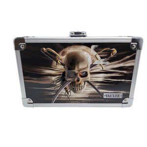 vintage ideastream royce vaultz embossed skull crossed swords storage box